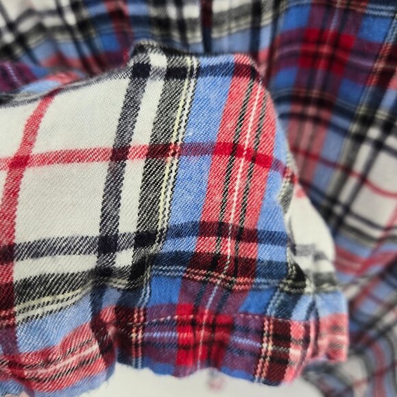 Lane Bryant Plaid Red Blue Button Rayon Tie Front Long Sleeve Shirt Size 20 - Picture 6 of 12